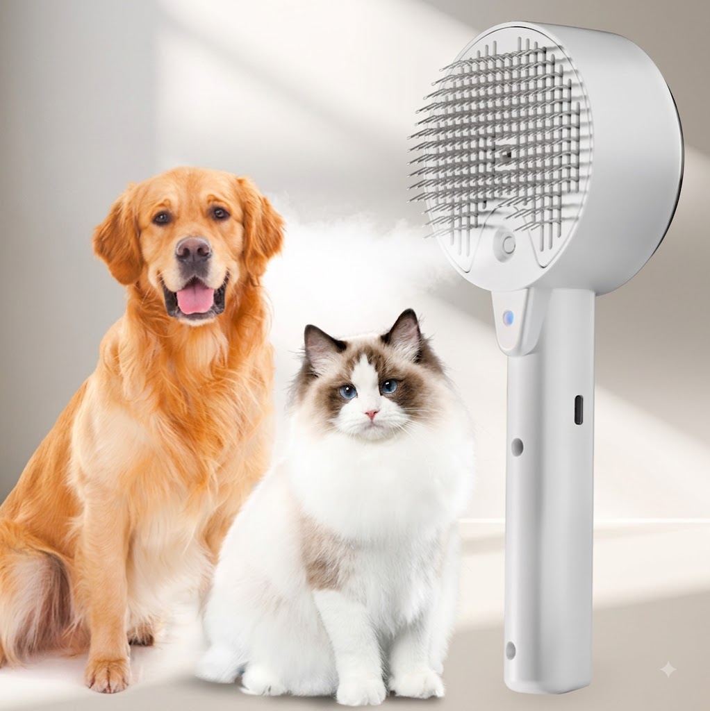 Cepillo Masajeador con Vapor para Mascotas, Multifuncional Recargable