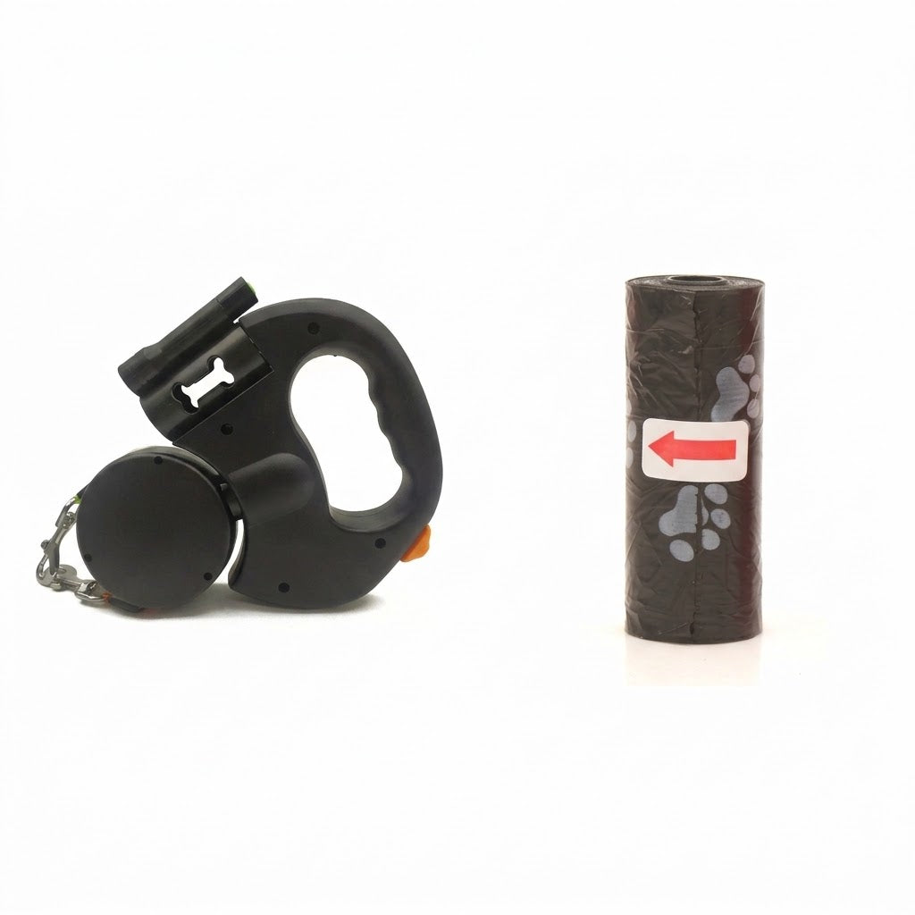 Correa Retráctil Doble 3m para 2 Perros – Linterna LED y Porta Bolsas